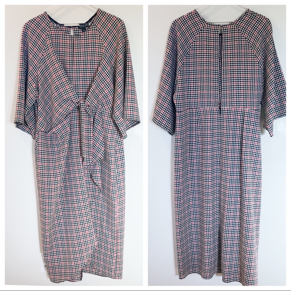 NEW Topshop Check Super Cute Midi Dress Size 14